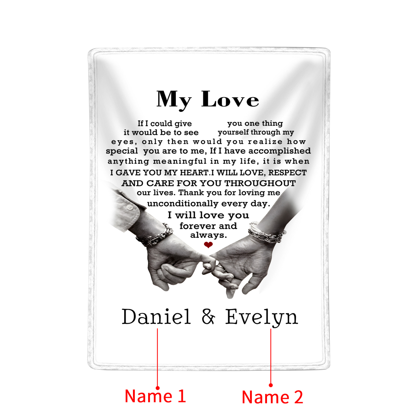 Personalised Couple Blanket with Custom 2 Names Love Letter Throw Blanket Gift for Couple | Jessmade