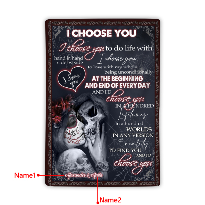 Personalised "I Choose You" Flannel Couple Blanket – Custom 2 Names Gift for Couple | Jessmade