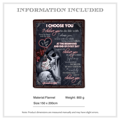 Personalised "I Choose You" Flannel Couple Blanket – Custom 2 Names Gift for Couple | Jessmade