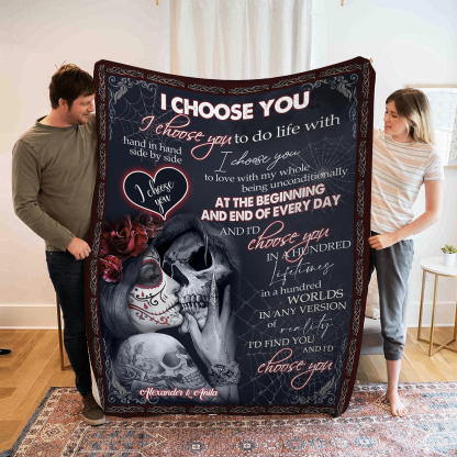 Personalised "I Choose You" Flannel Couple Blanket – Custom 2 Names Gift for Couple | Jessmade