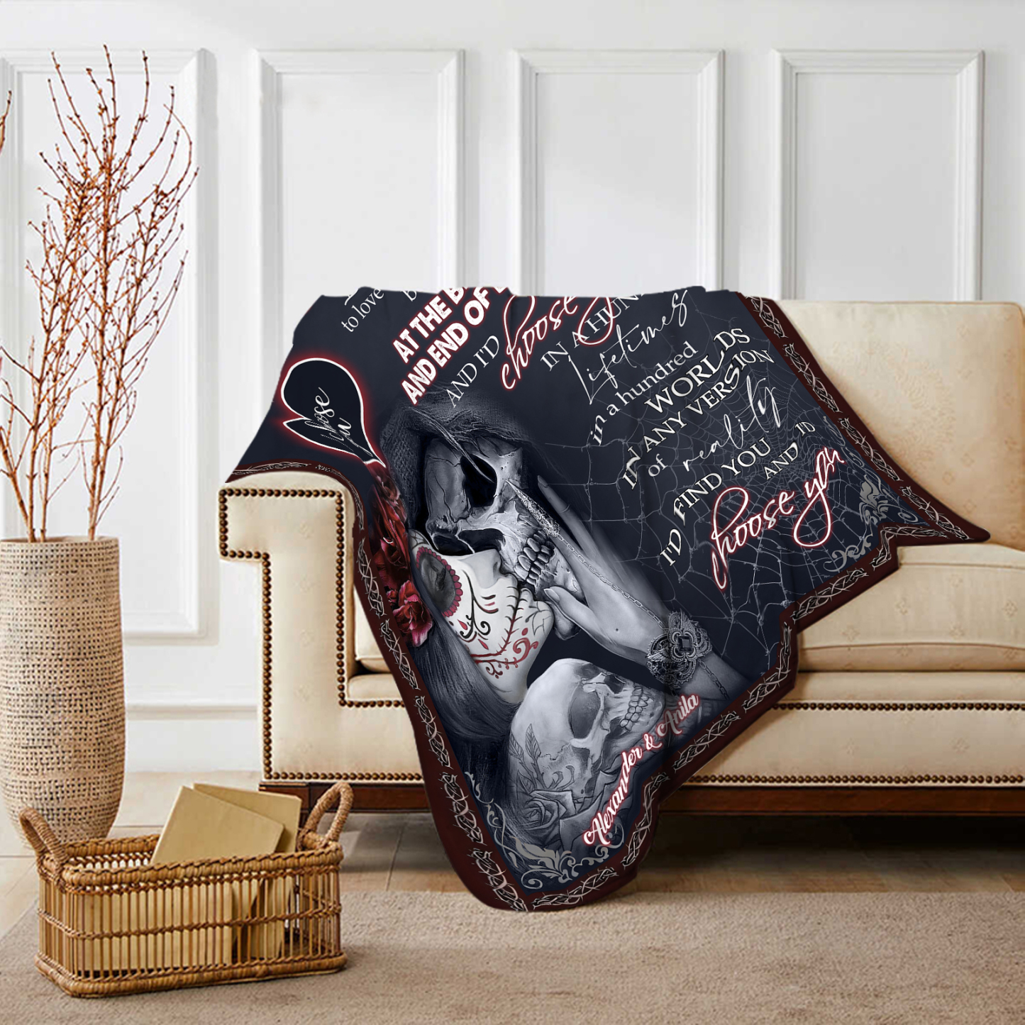 Personalised "I Choose You" Flannel Couple Blanket – Custom 2 Names Gift for Couple | Jessmade