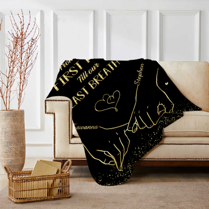 "From Our First Kiss" Personalised Couple Blanket – Design with Custom 2 Names Gift for Him/Her | Jessemade