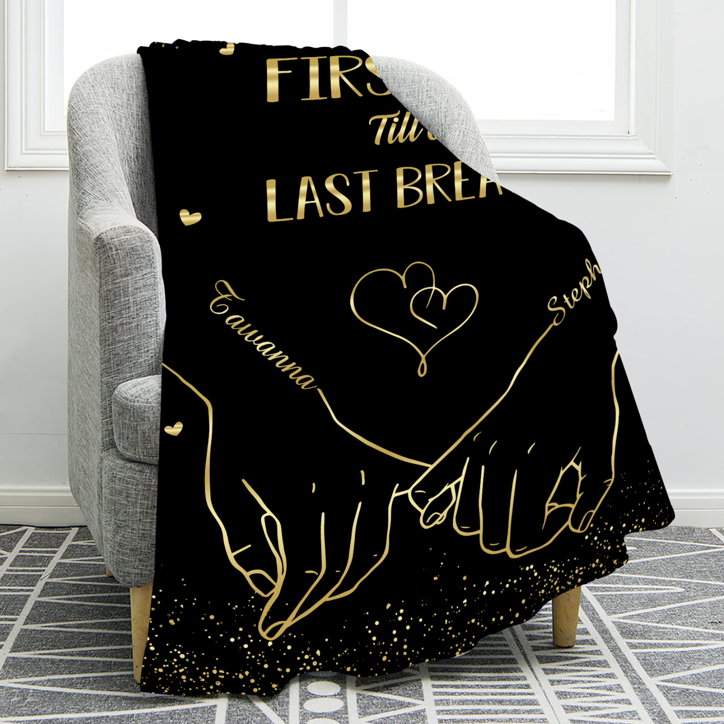"From Our First Kiss" Personalised Couple Blanket – Design with Custom 2 Names Gift for Him/Her | Jessemade