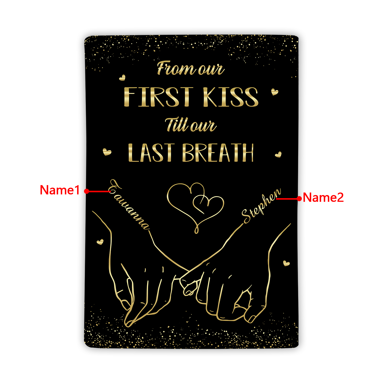 "From Our First Kiss" Personalised Couple Blanket – Design with Custom 2 Names Gift for Him/Her | Jessemade