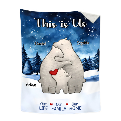 Personalized Family Bear Blanket - Custom 2-6 Names and Heartwarming Flannel Gift for Family | Jessmade