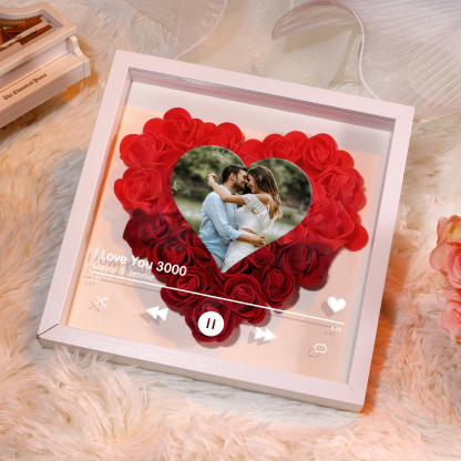 Personalized Photo Frame Heart Shaped - Custom 2 Names & 1 Photo & 1 Text with Red Rose and Couples Special Song Design Gift for Her/Him | Jessemade