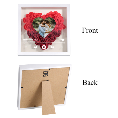 Personalized Photo Frame Heart Shaped - Custom 2 Names & 1 Photo & 1 Text with Red Rose and Couples Special Song Design Gift for Her/Him | Jessemade