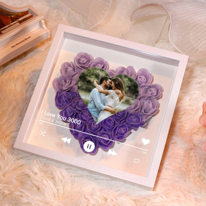 Personalized Photo Frame Heart Shaped - Custom 2 Names & 1 Photo & 1 Text with Red Rose and Couples Special Song Design Gift for Her/Him | Jessemade
