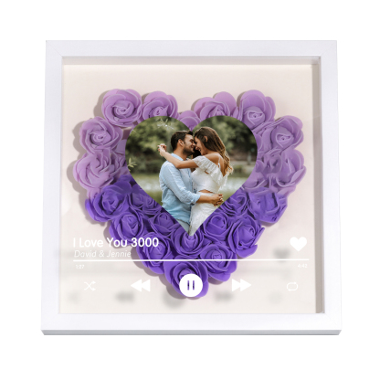Personalized Photo Frame Heart Shaped - Custom 2 Names & 1 Photo & 1 Text with Red Rose and Couples Special Song Design Gift for Her/Him | Jessemade