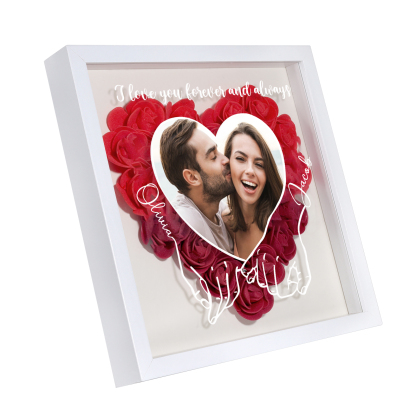 Personalised Heart Rose Frame with Photo & 2 Names Couple Frame Valentine's Day Gifts for Her/Him | Jessemade