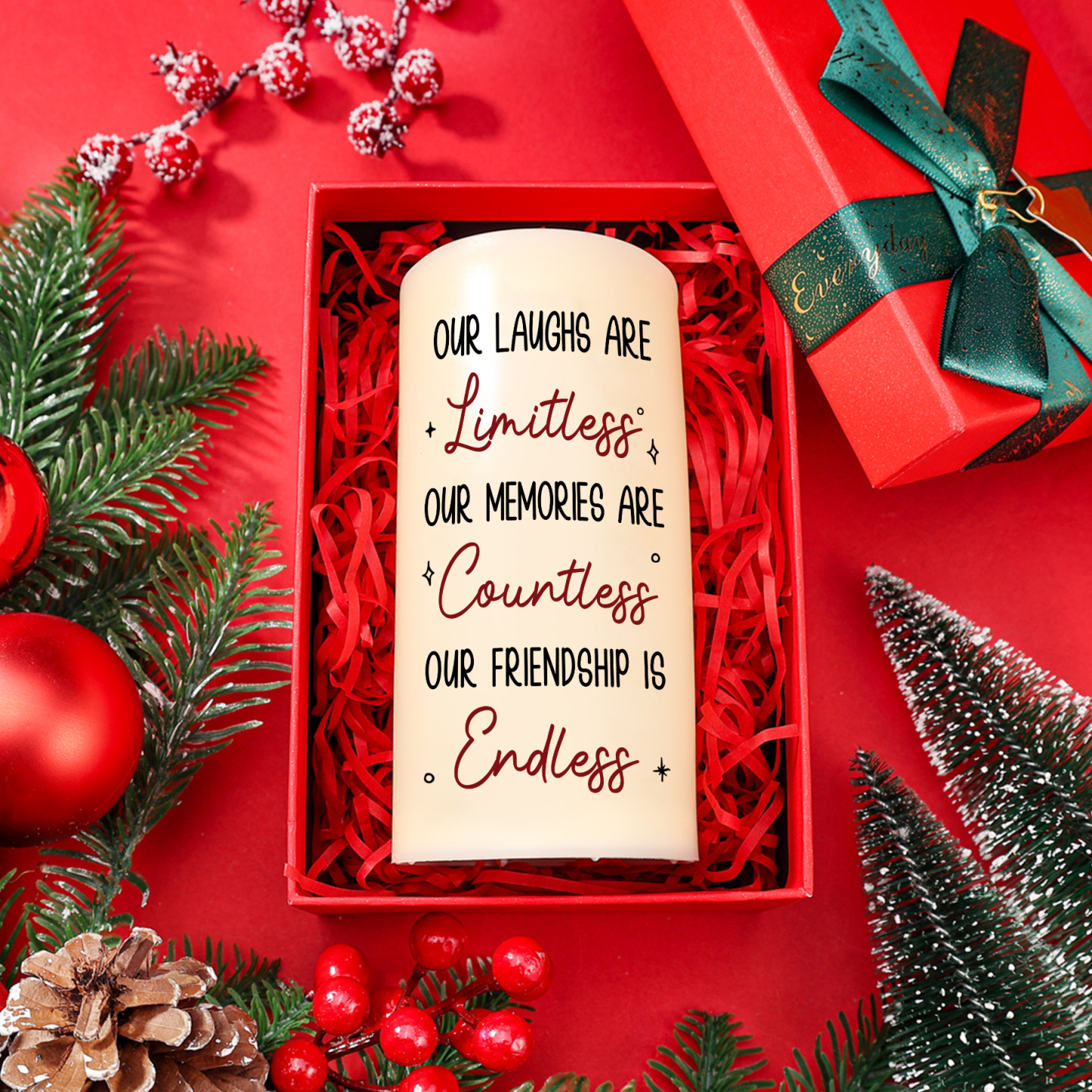 Personalised Bestie LED Candle - Custom 2 Names Christmas Gift for Sisters/Friends | Jessemade