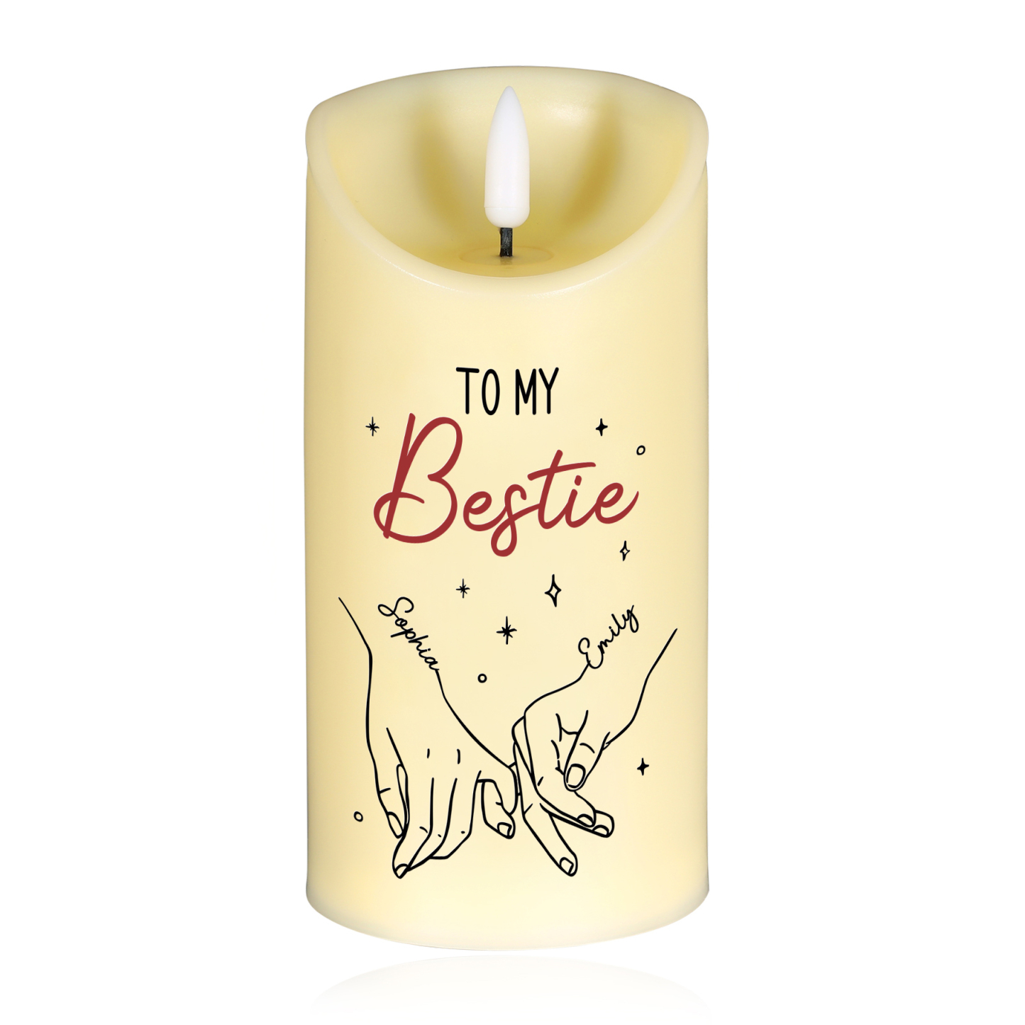 Personalised Bestie LED Candle - Custom 2 Names Christmas Gift for Sisters/Friends | Jessemade