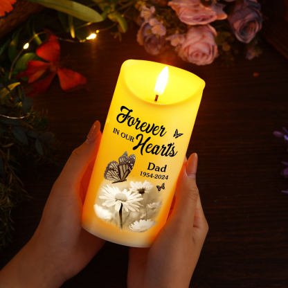 "Forever In Our Heart" Personalised Memorial LED Candle-Custom Photo, Name & Dates Memorial Gift | Jessemade