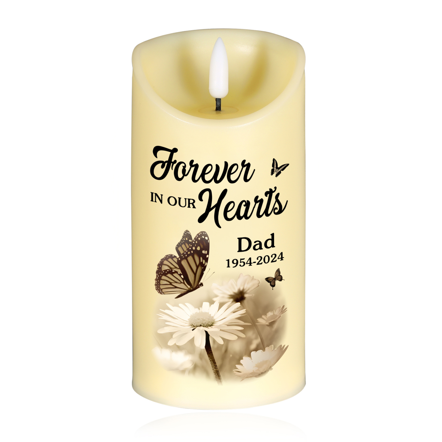 "Forever In Our Heart" Personalised Memorial LED Candle-Custom Photo, Name & Dates Memorial Gift | Jessemade