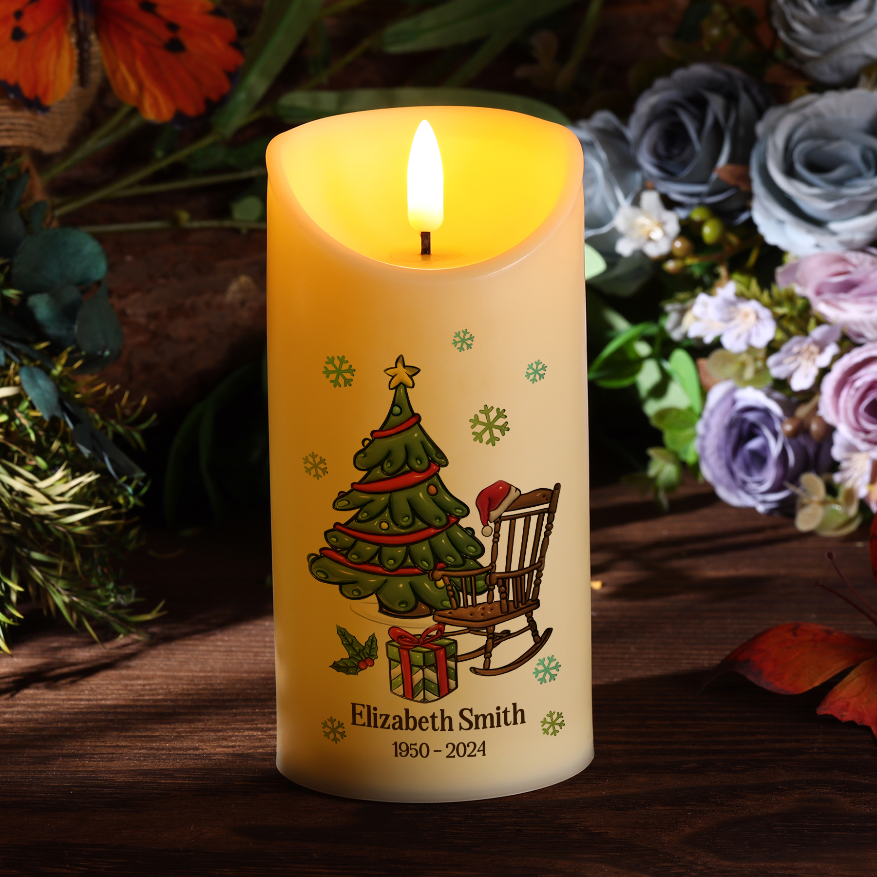 Personalised LED Candle with Custom Name & Year -“Christmas In Heaven Memorial”- Sympathy Gift for Family | Jessemade