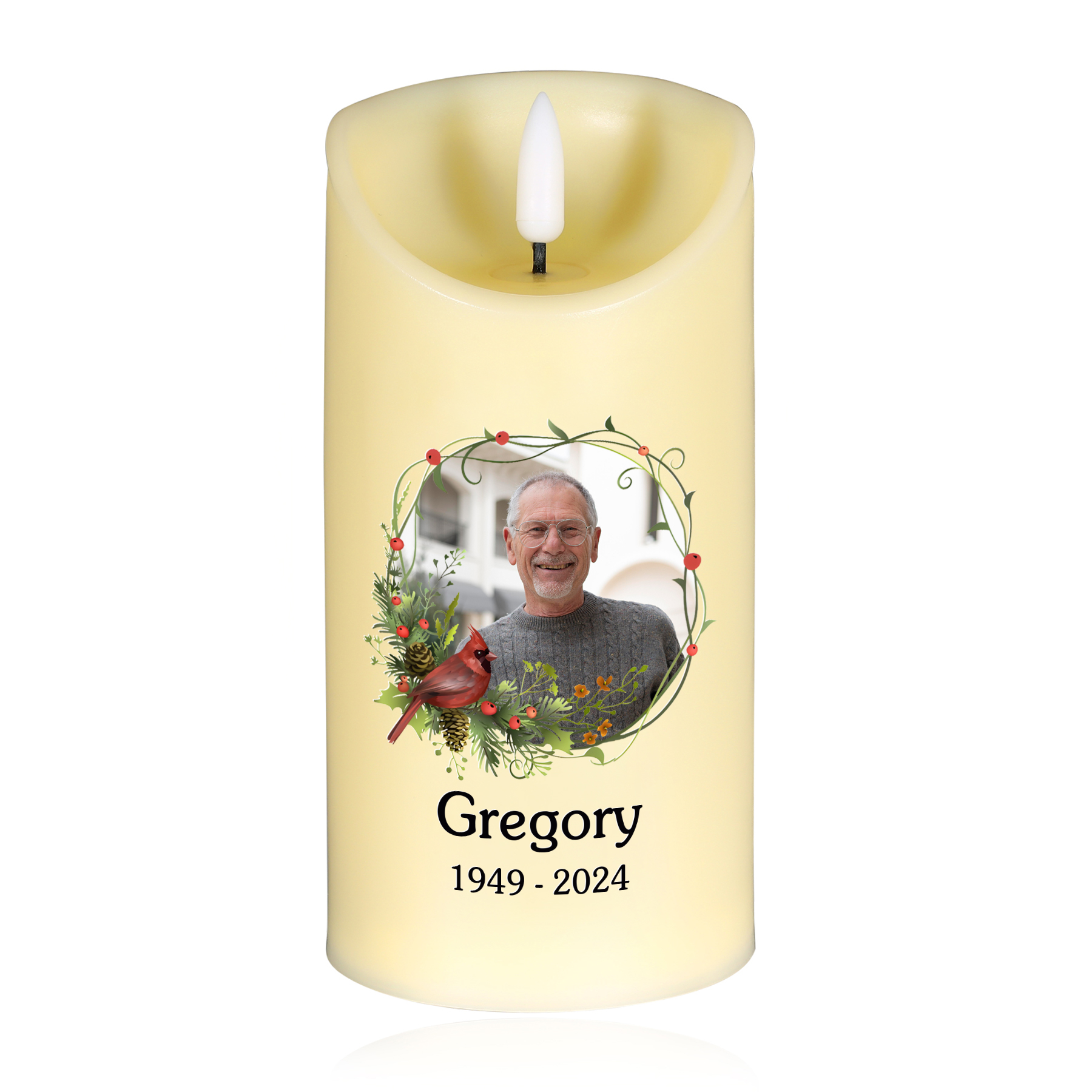Personalised LED Memorial Candle – Custom Photo & Name & Year -This Light Shines As A Symbol Of Love-Sympathy Gift for Family | Jessemade