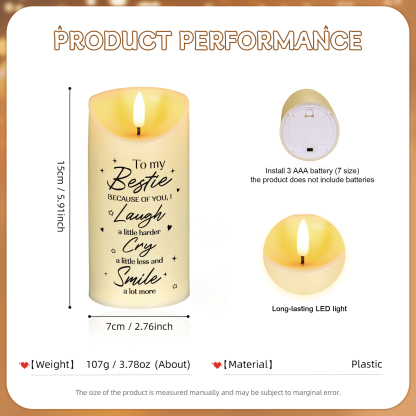 Personalized Best Friend LED Candle - Custom Name Friendship Gift for Your Unbiological Sister | Jessemade