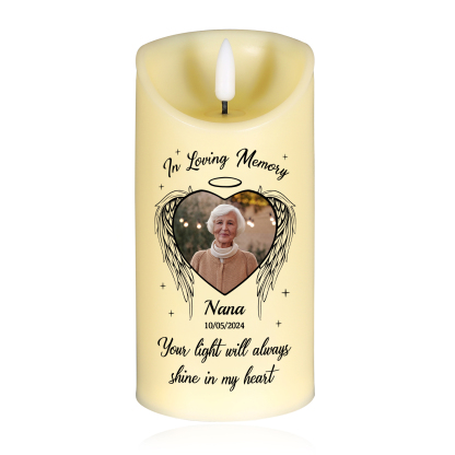 Personalized Memorial LED Angel Wings Candle - Custom Photo, Name, and Date  | Jessemade