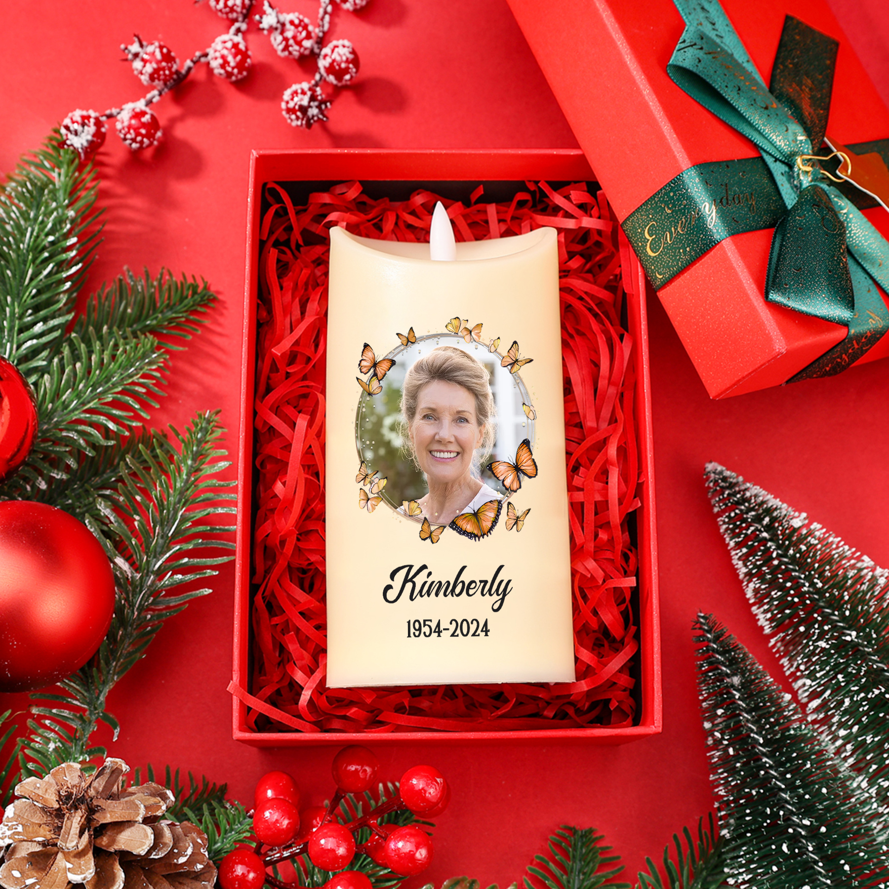 Personalized Butterfly Memorial LED Candle - Custom Photo, Name, and Date  | Jessemade