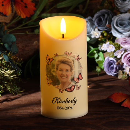 Personalized Memorial LED Candle - Custom Photo, Name, and Date-Forver In Our Heart  | Jessemade