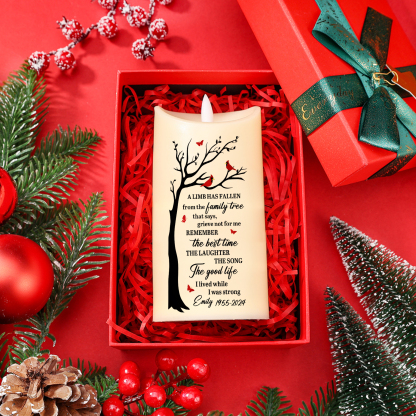 Personalized Memorial LED Candle - Custom Name, and Date Family Tree | Jessemade