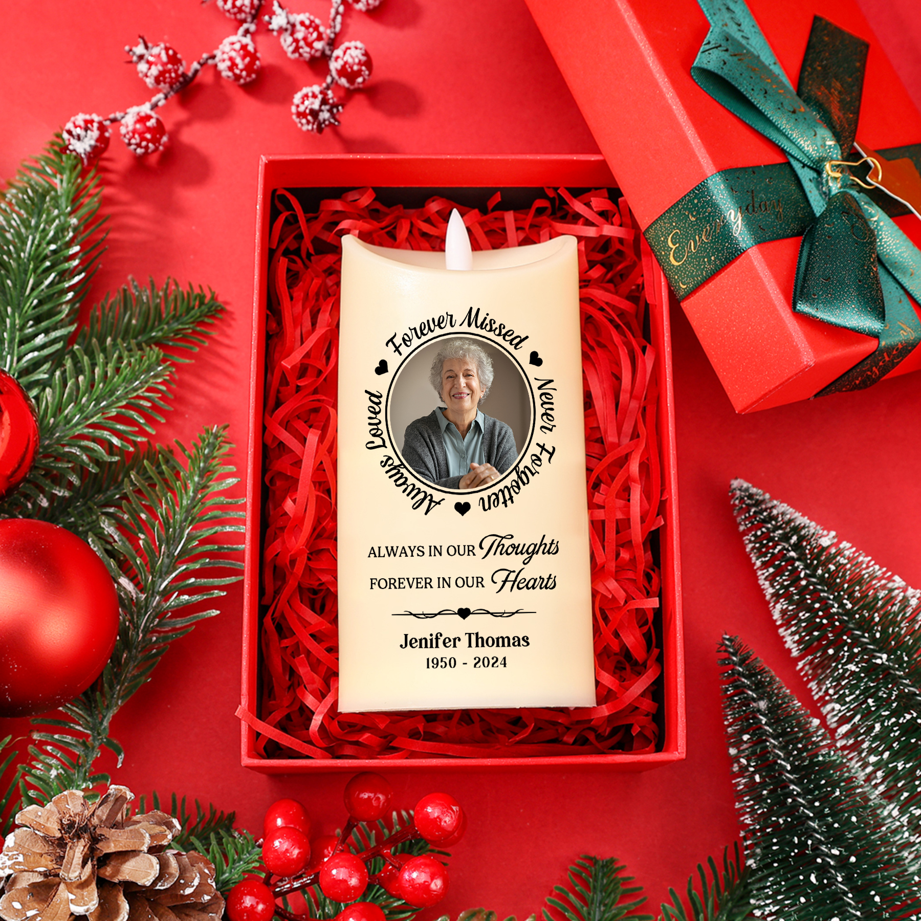 Personalized Memorial LED Candle - Custom Photo, Name, and Date-Forver Missed  | Jessemade