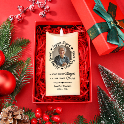 Personalized Memorial LED Candle - Custom Photo, Name, and Date-Forver Missed  | Jessemade