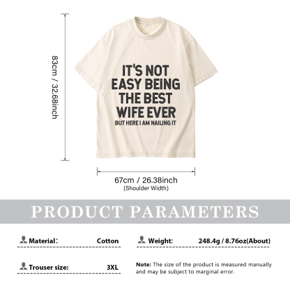 Personalised Couple T-Shirts in Beige– "It’s Not Easy Being the Best Husband/Wife Ever, But Here I Am Nailing It" – Valentine’s Day Gift for Couple | Jessemade