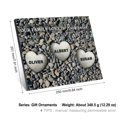 Personalized Wooden Plaque Custom 3 Nmaes Our Family Love is Rock Solid Gift for Mom | Jessemade