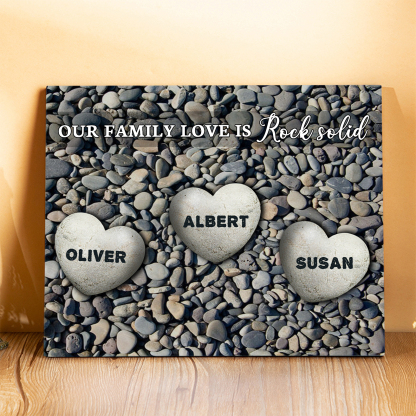 Personalized Wooden Plaque Custom 3 Nmaes Our Family Love is Rock Solid Gift for Mom | Jessemade