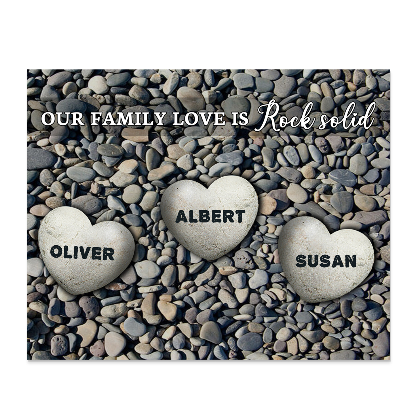 Personalized Wooden Plaque Custom 3 Nmaes Our Family Love is Rock Solid Gift for Mom | Jessemade