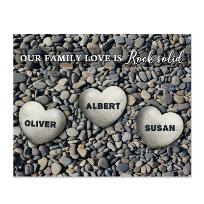 Personalized Wooden Plaque Custom 3 Nmaes Our Family Love is Rock Solid Gift for Mom | Jessemade