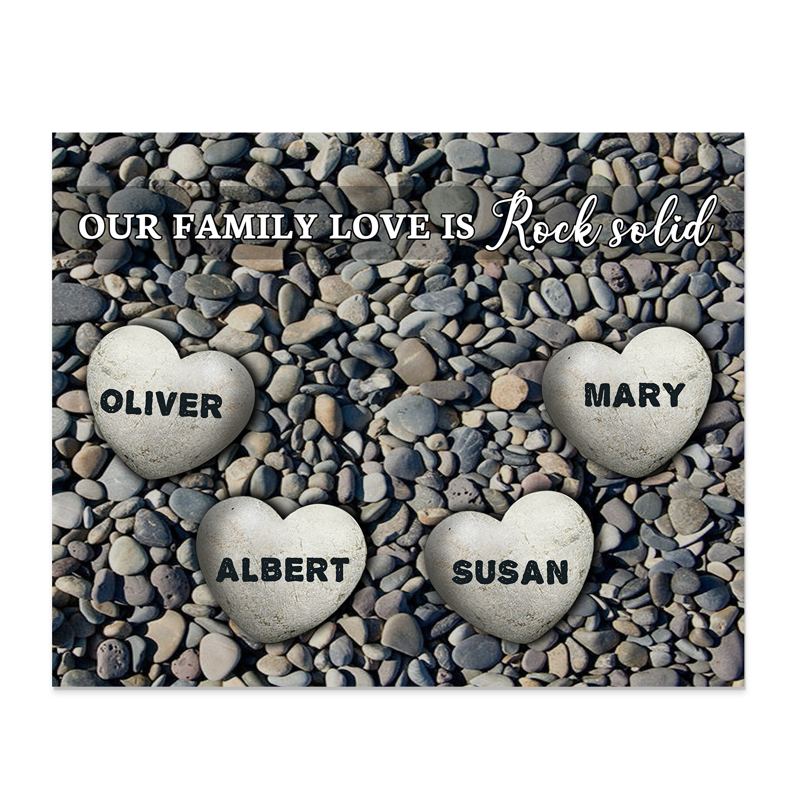Personalized Wooden Plaque Custom 4 Nmaes Our Family Love is Rock Solid Gift for Mom | Jessemade