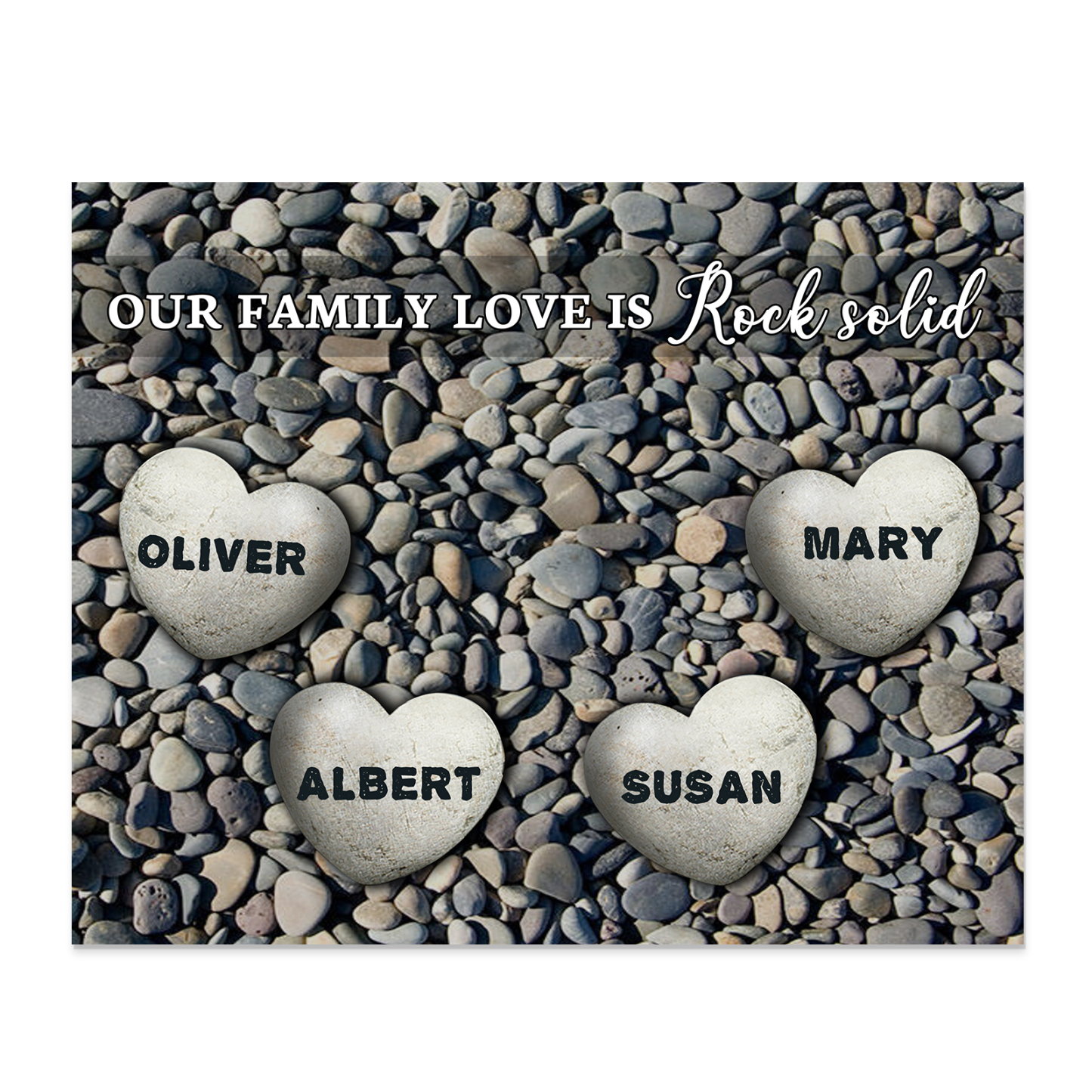 Personalized Wooden Plaque Custom 4 Nmaes Our Family Love is Rock Solid Gift for Mom | Jessemade