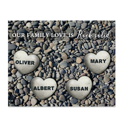 Personalized Wooden Plaque Custom 4 Nmaes Our Family Love is Rock Solid Gift for Mom | Jessemade