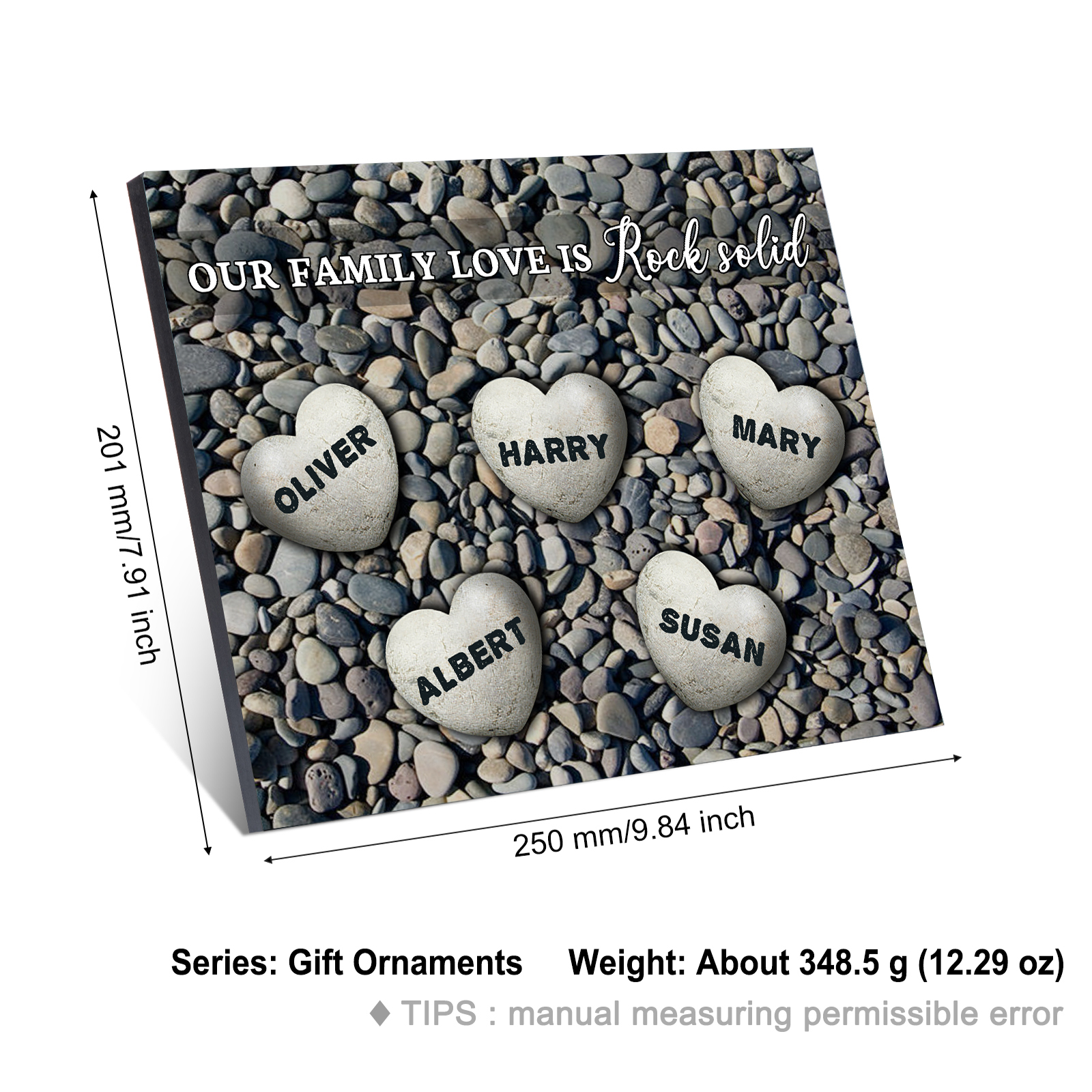 Personalized Wooden Plaque Custom 5 Nmaes Our Family Love is Rock Solid Gift for Mom | Jessemade