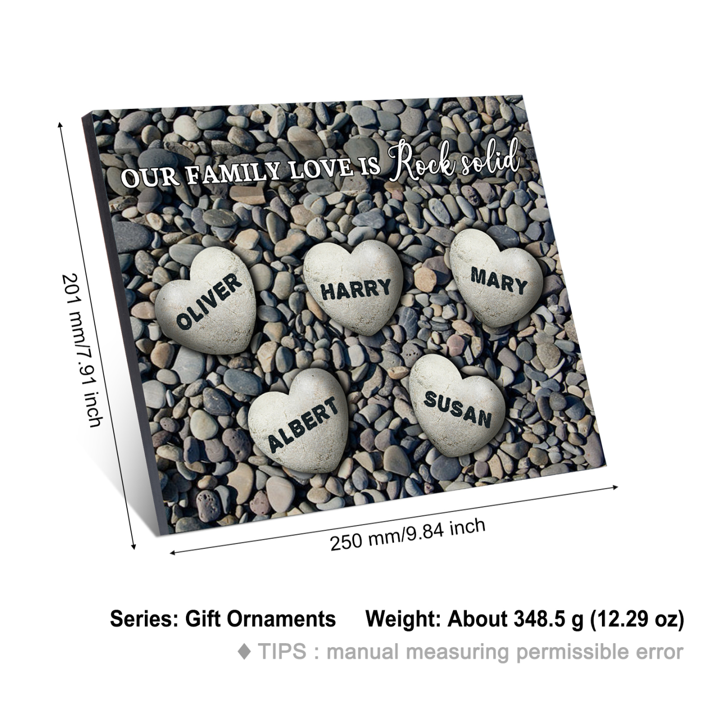 Personalized Wooden Plaque Custom 5 Nmaes Our Family Love is Rock Solid Gift for Mom | Jessemade