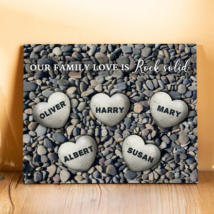 Personalized Wooden Plaque Custom 5 Nmaes Our Family Love is Rock Solid Gift for Mom | Jessemade