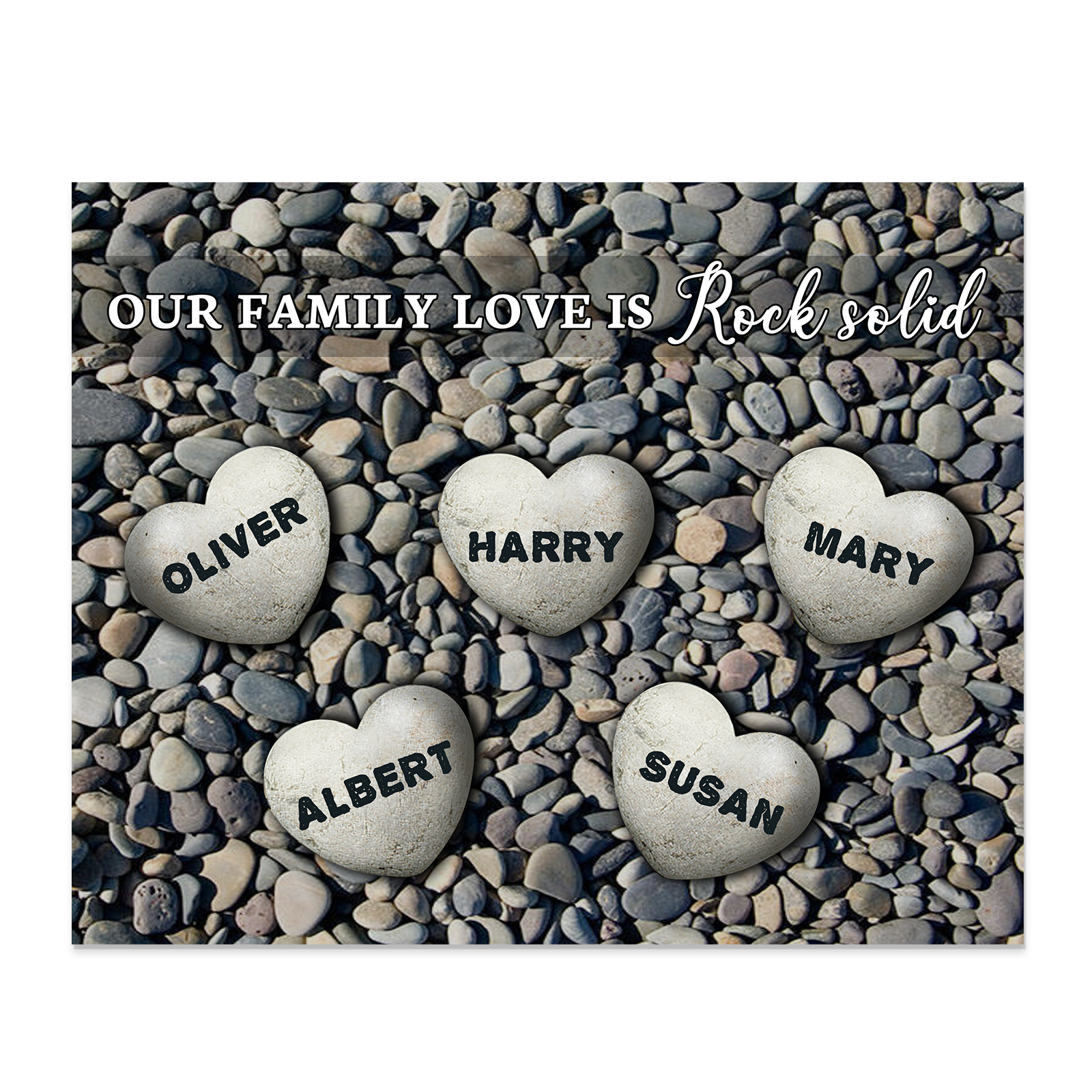 Personalized Wooden Plaque Custom 5 Nmaes Our Family Love is Rock Solid Gift for Mom | Jessemade