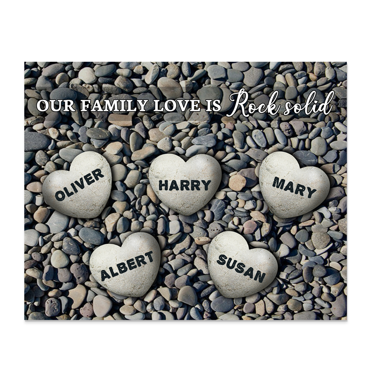 Personalized Wooden Plaque Custom 5 Nmaes Our Family Love is Rock Solid Gift for Mom | Jessemade