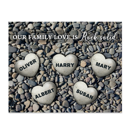 Personalized Wooden Plaque Custom 5 Nmaes Our Family Love is Rock Solid Gift for Mom | Jessemade