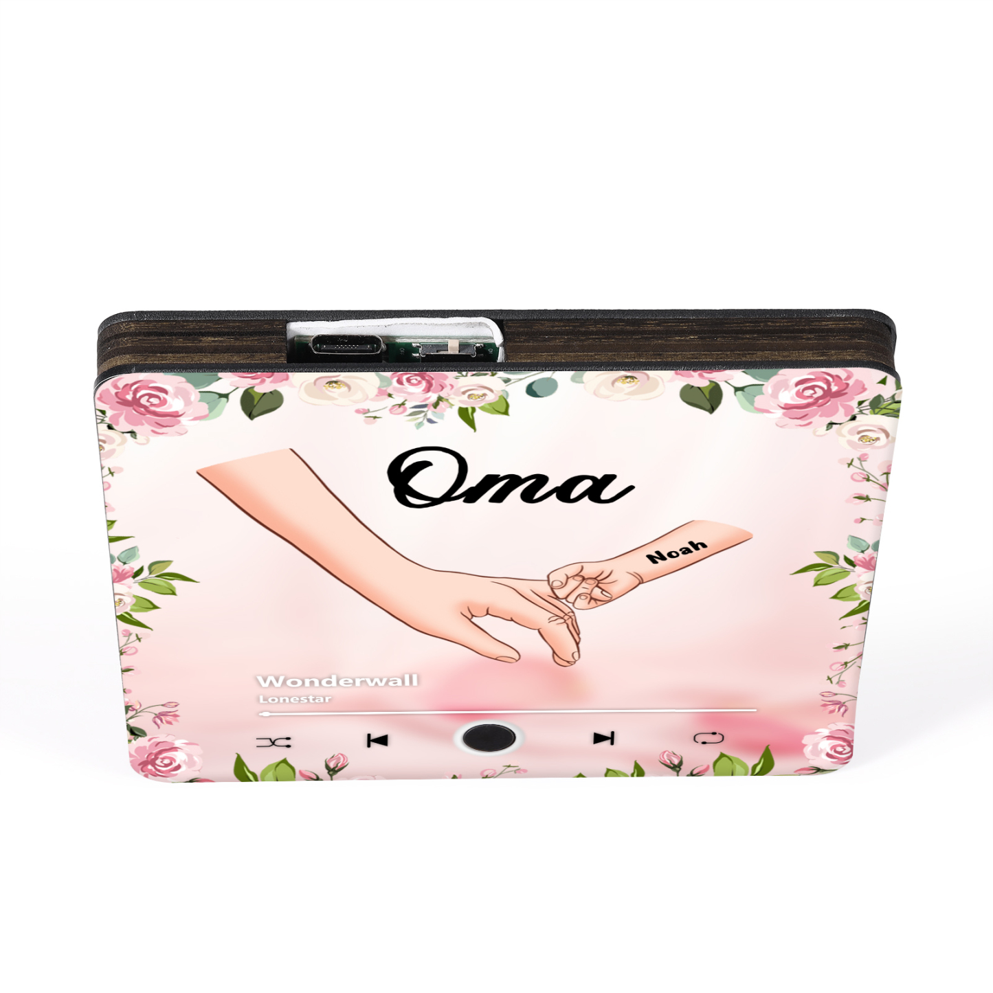 Personalized Hand-in-Hand Music Fridge Magnet Engraved 1 Name & 1 Text– Custom Special Gift For Mom/Nana/Nanny| Jessemade