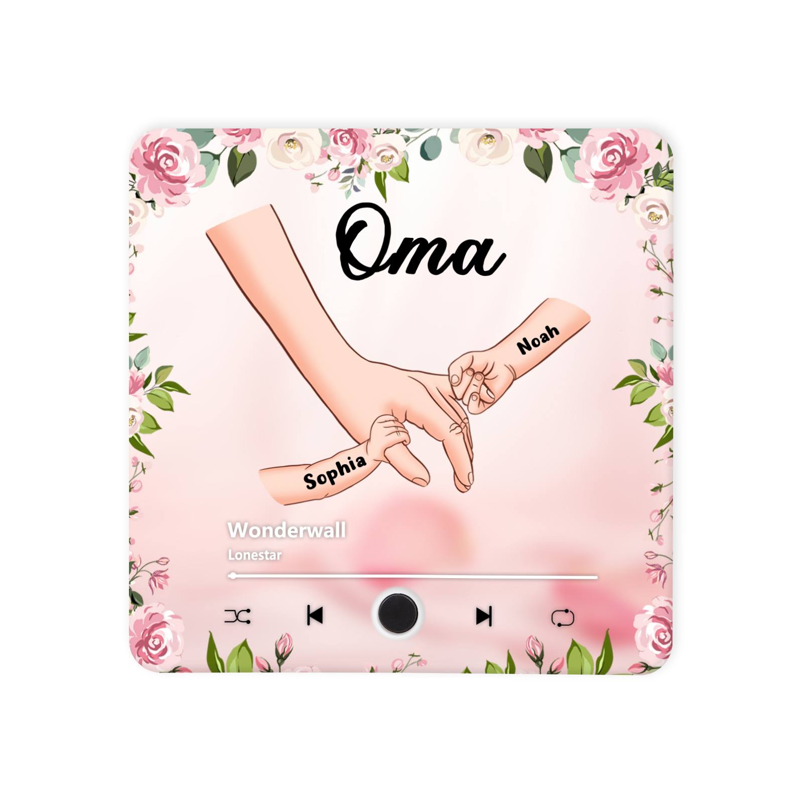 Personalized Hand-in-Hand Music Fridge Magnet Engraved 2 Names & 1 Text– Custom Special Gift For Mom/Nana/Nanny| Jessemade