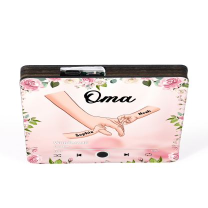 Personalized Hand-in-Hand Music Fridge Magnet Engraved 2 Names & 1 Text– Custom Special Gift For Mom/Nana/Nanny| Jessemade