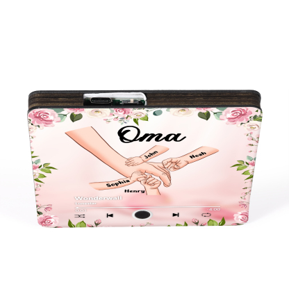 Personalized Hand-in-Hand Music Fridge Magnet Engraved 4 Names & 1 Text– Custom Special Gift For Mom/Nana/Nanny| Jessemade