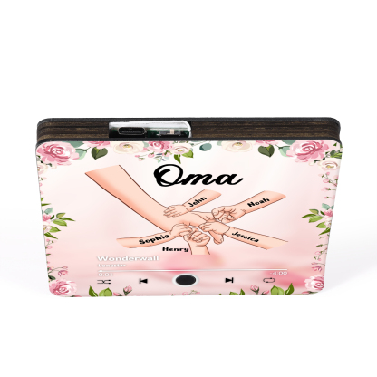 Personalized Hand-in-Hand Music Fridge Magnet Engraved 5 Names & 1 Text– Custom Special Gift For Mom/Nana/Nanny| Jessemade