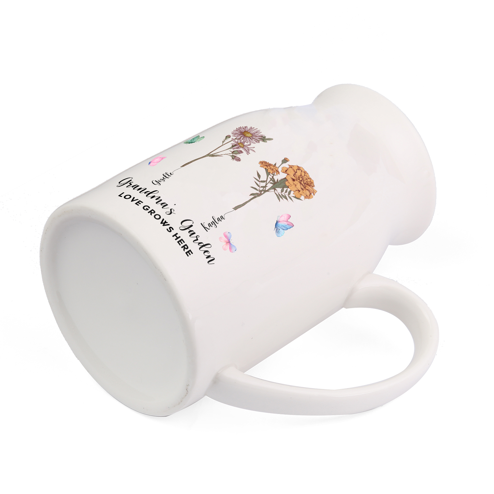 2 Names Personalized Vase with Birthday Flowers – Add 2 Names 2 Texts – Ceramic Custom Gift for Mom, Grandma, Family