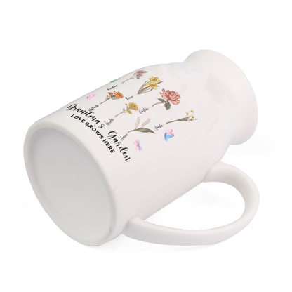 7 Names Personalized Vase with Birthday Flowers – Add 7 Names 2 Texts – Ceramic Custom Gift for Mom, Grandma, Family