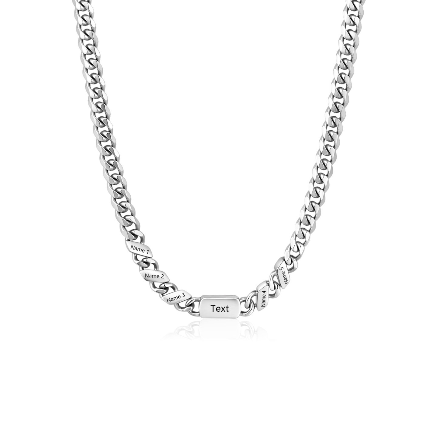 Personalized Cuban Chain Necklace for Dad Grandpa Man Cutsomized with 1-6 Names and Engraved Text