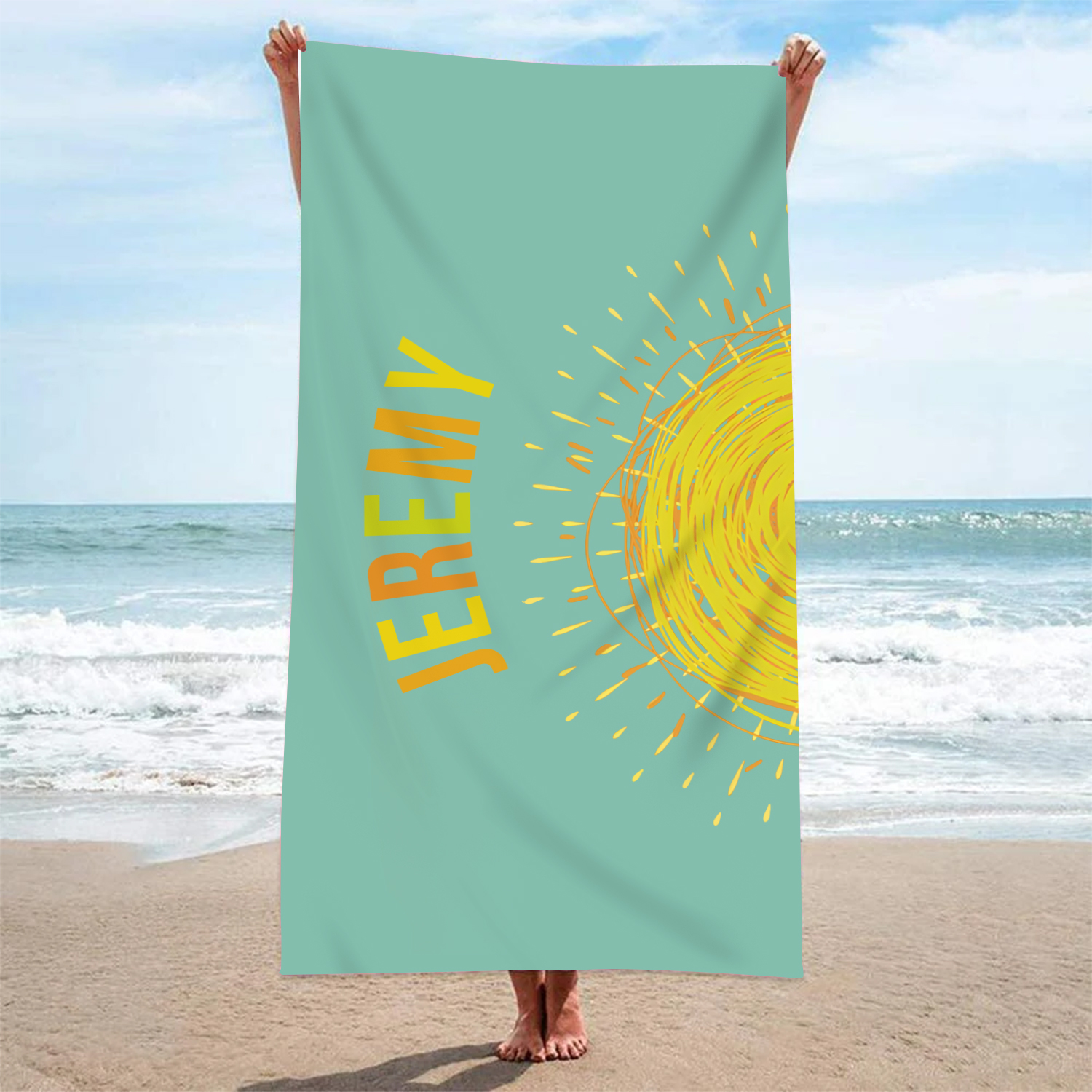 Jessemade UK Personalized Name Summer Beach Personalized Beach Towel 36.99 n1